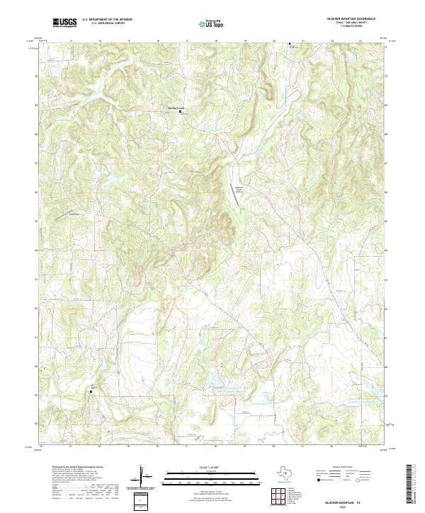 US Topo 7.5-minute map for Blucher Mountain TX