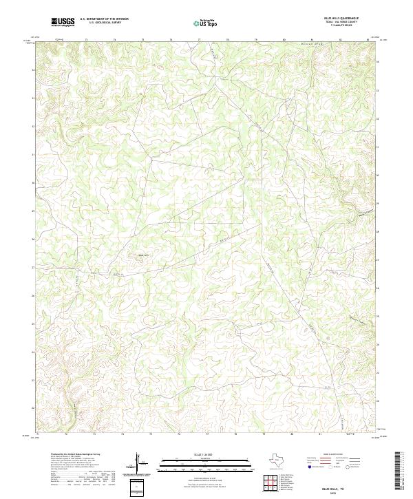 US Topo 7.5-minute map for Blue Hills TX