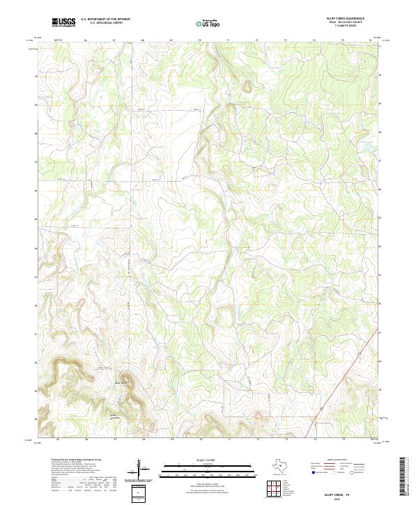 US Topo 7.5-minute map for Bluff Creek TX