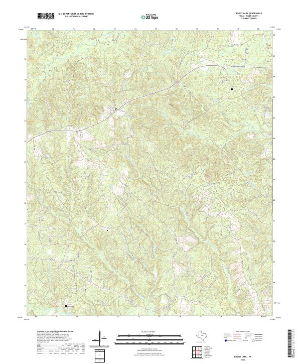 US Topo 7.5-minute map for Boggy Lake TX