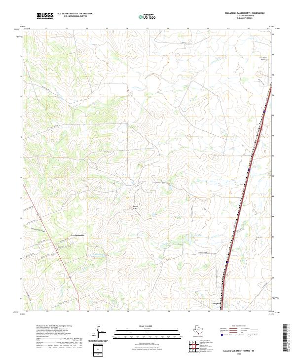 US Topo 7.5-minute map for Callaghan Ranch North TX – American Map Store