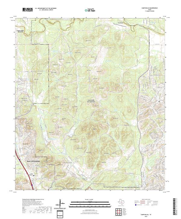 US Topo 7.5-minute map for Camp Bullis TX – American Map Store