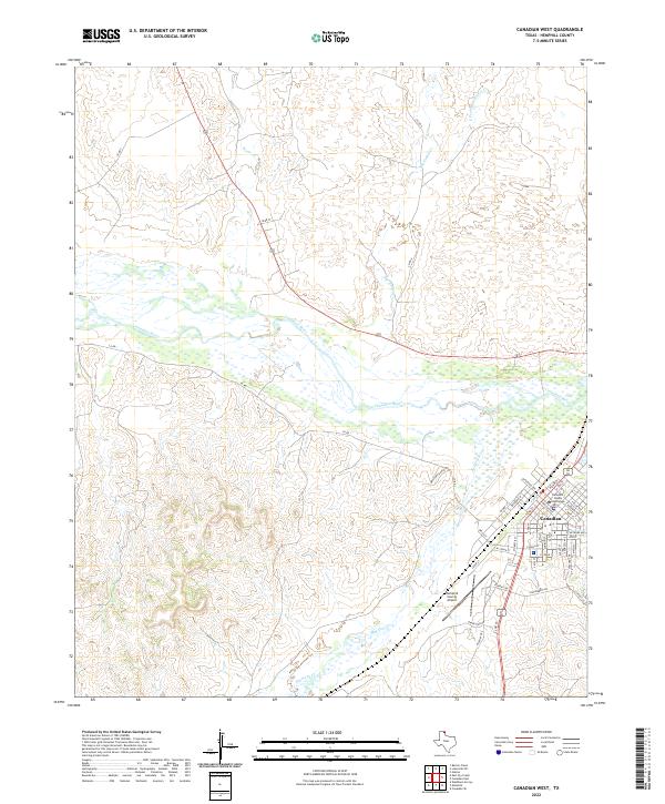 US Topo 7.5-minute map for Canadian West TX