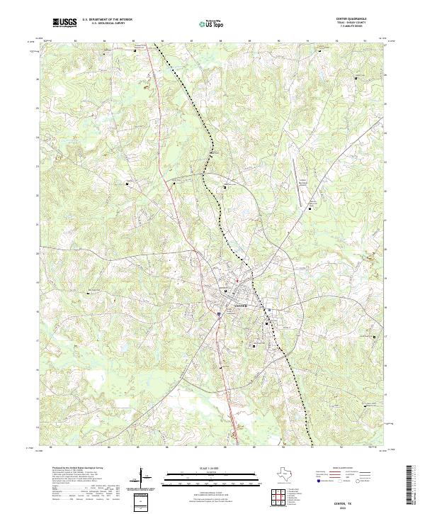 US Topo 7.5-minute map for Center TX