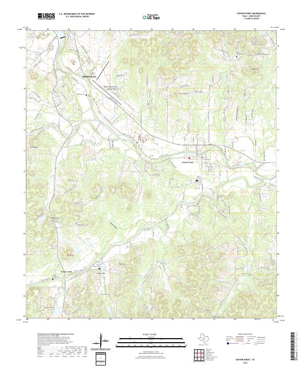 US Topo 7.5-minute map for Center Point TX