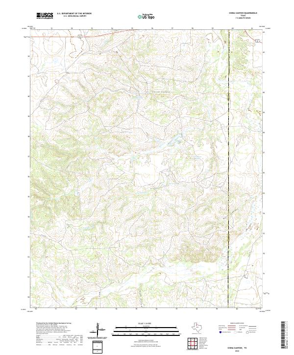 US Topo 7.5-minute map for China Canyon TX