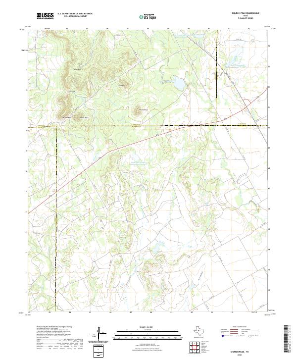 US Topo 7.5-minute map for Church Peak TX