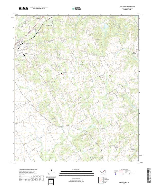 US Topo 7.5-minute map for Cleburne East TX