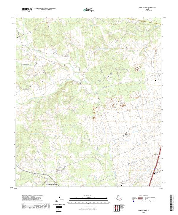 US Topo 7.5-minute map for Cobbs Cavern TX
