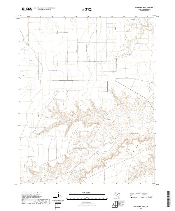 US Topo 7.5-minute map for Coldwater Creek TX