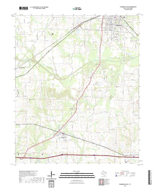 US Topo 7.5-minute map for Commerce South TX