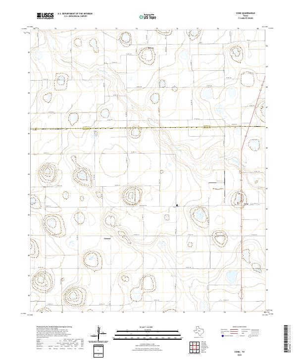 US Topo 7.5-minute map for Cone TX