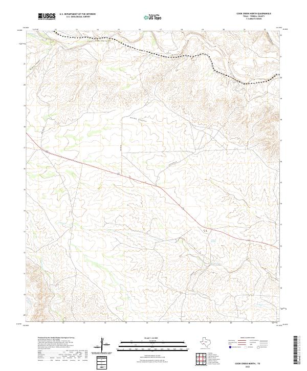 US Topo 7.5-minute map for Cook Creek North TX