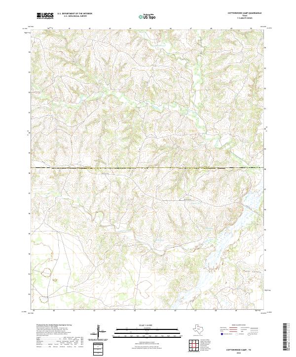 US Topo 7.5-minute map for Cottonwood Camp TX