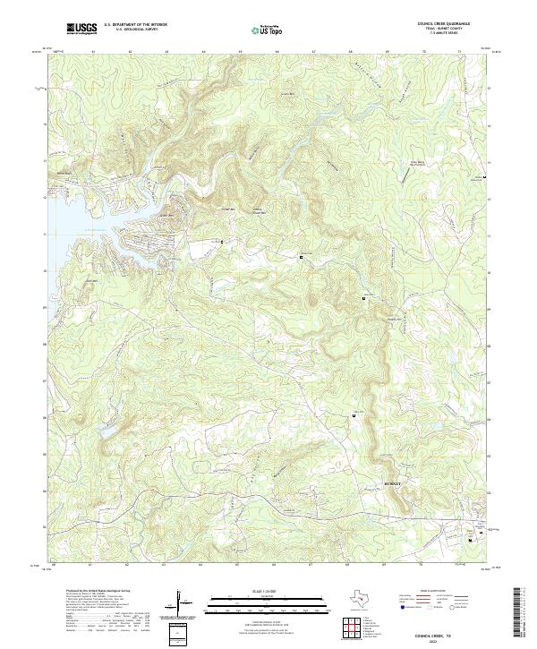 US Topo 7.5-minute map for Council Creek TX