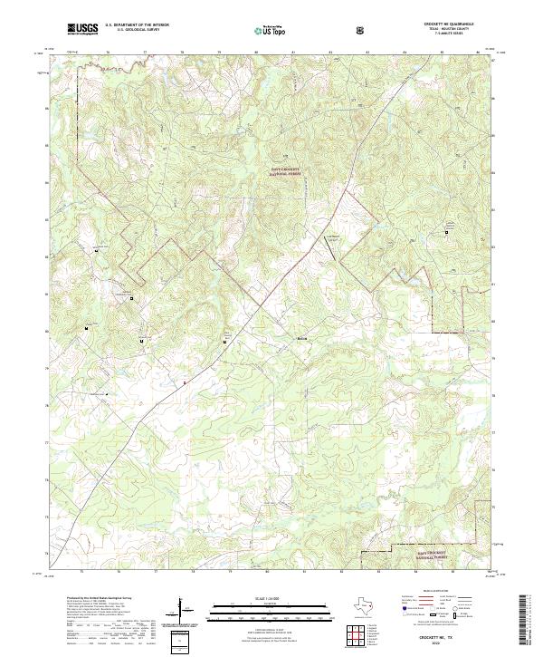 Crocketford Map US Topo 7.5-minute map for Crockett NE TX – American Map Store