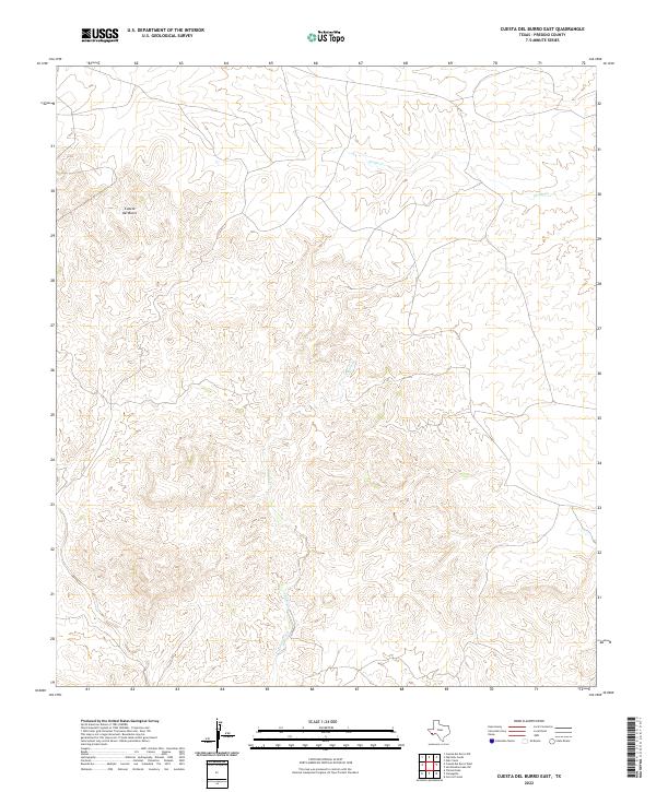 US Topo 7.5-minute map for Cuesta Del Burro East TX