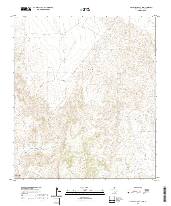 US Topo 7.5-minute map for Cuesta Del Burro West TX