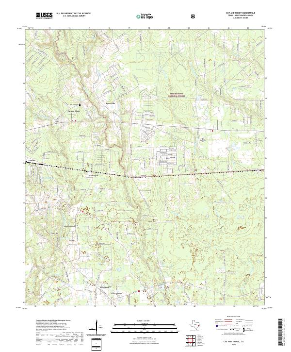 US Topo 7.5-minute map for Cut And Shoot TX
