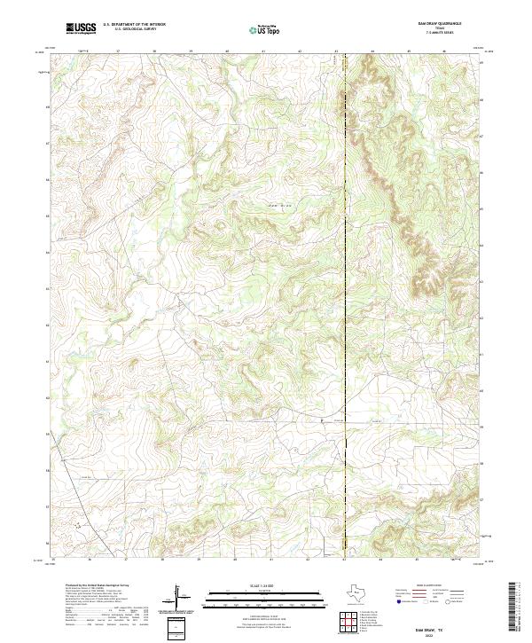US Topo 7.5-minute map for Dam Draw TX