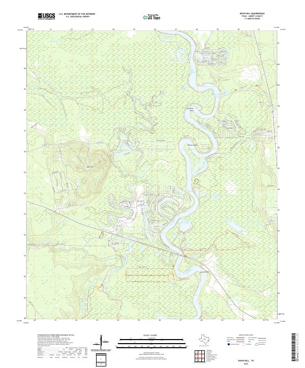 US Topo 7.5-minute map for Davis Hill TX