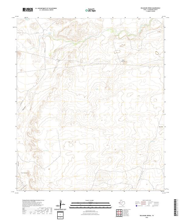 US Topo 7.5-minute map for Delaware Spring TX