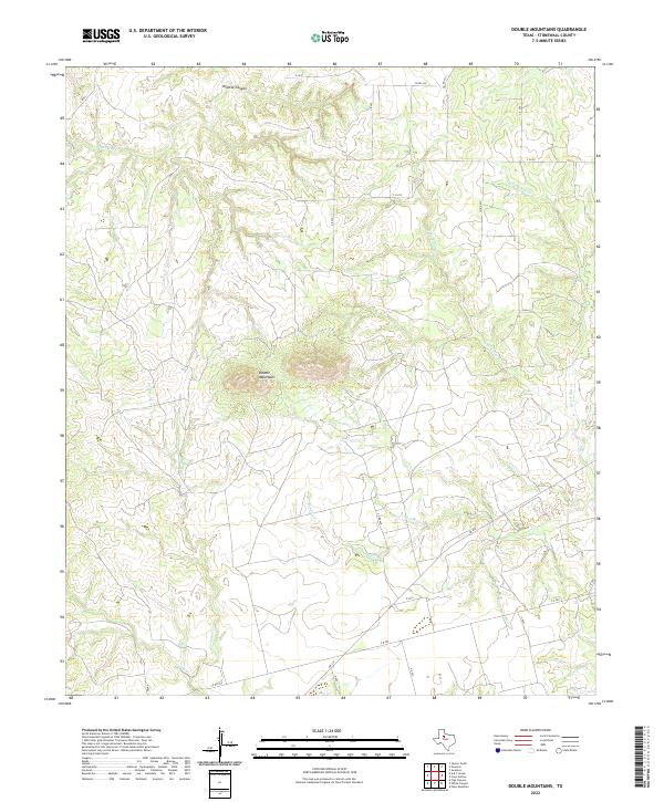 US Topo 7.5-minute map for Double Mountains TX