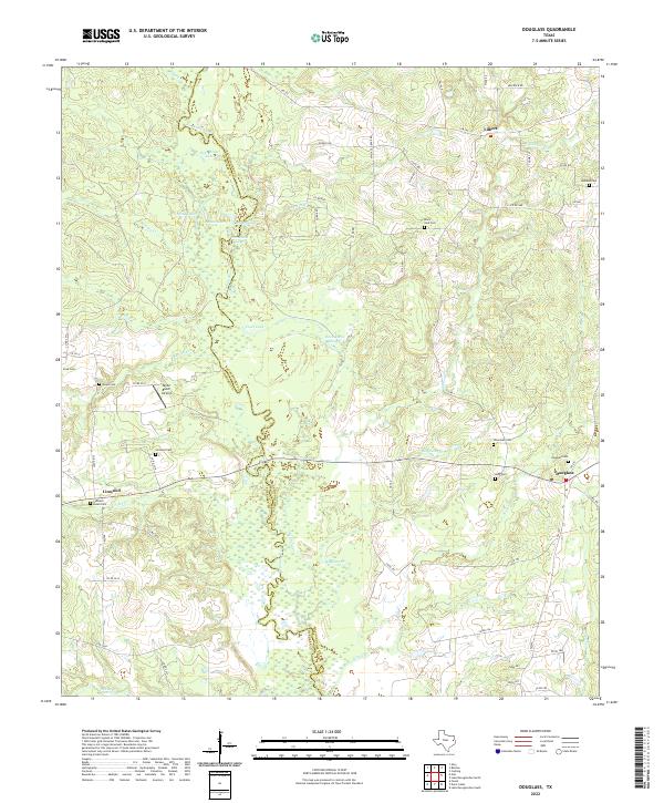 US Topo 7.5-minute map for Douglass TX