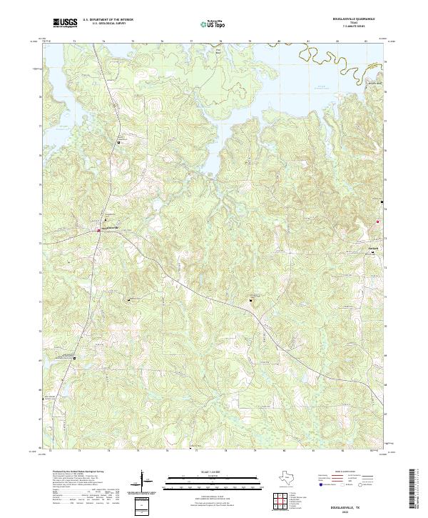 US Topo 7.5-minute map for Douglassville TX