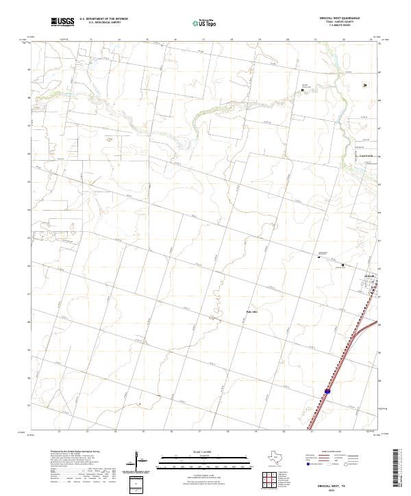 US Topo 7.5-minute map for Driscoll West TX