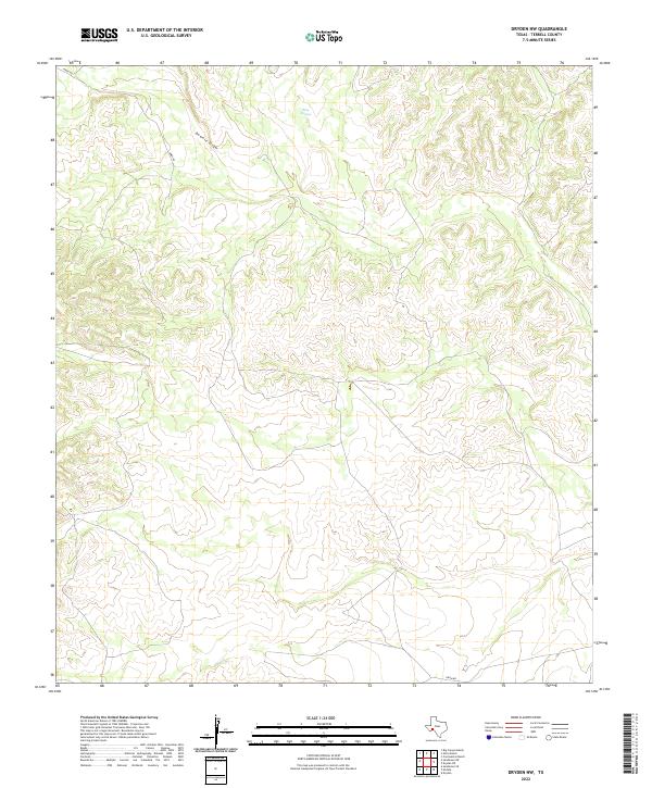 US Topo 7.5-minute map for Dryden NW TX