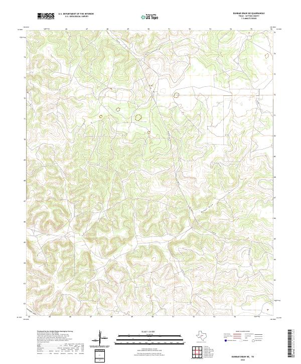 US Topo 7.5-minute map for Dunbar Draw NE TX