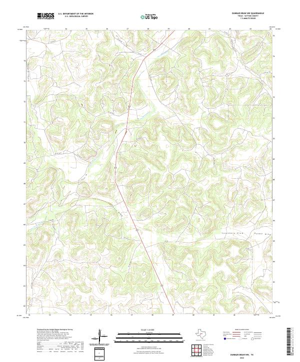 US Topo 7.5-minute map for Dunbar Draw NW TX