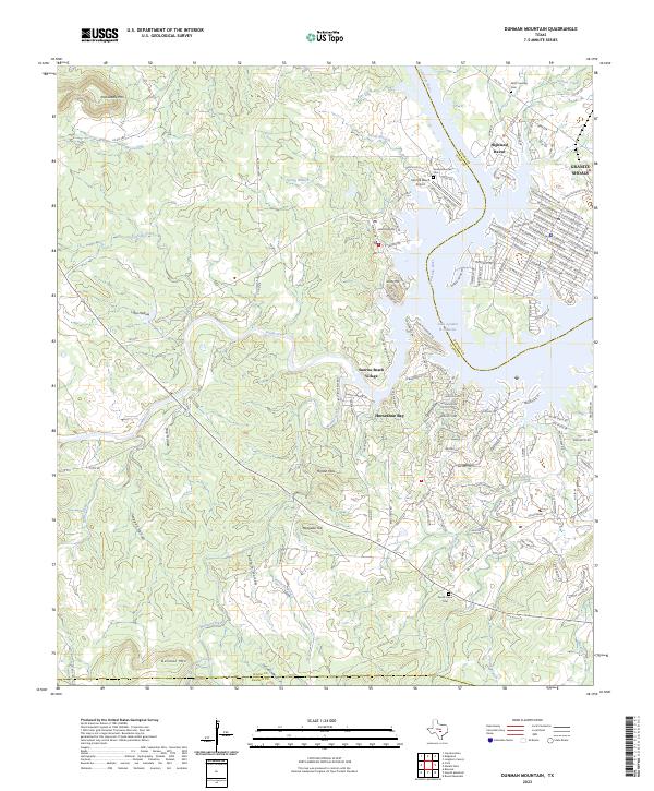 US Topo 7.5-minute map for Dunman Mountain TX