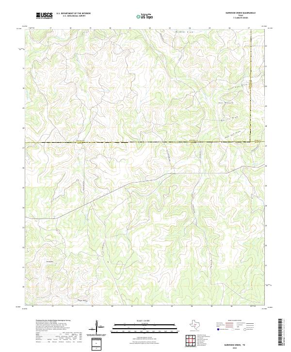 US Topo 7.5-minute map for Earwood Creek TX