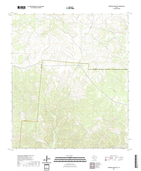 US Topo 7.5-minute map for Earwood Creek SW TX