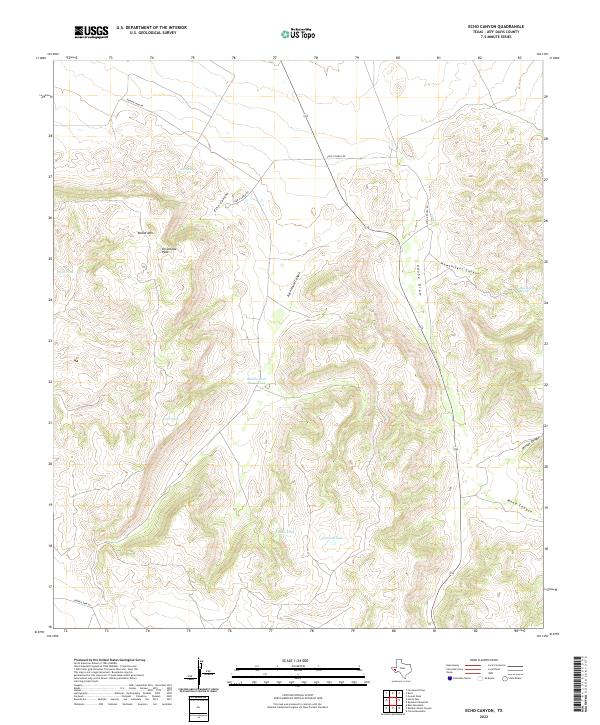 US Topo 7.5-minute map for Echo Canyon TX