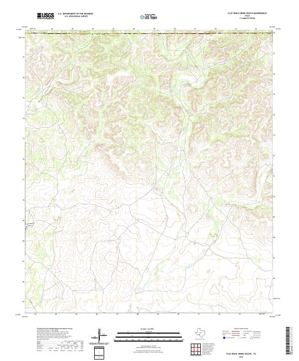US Topo 7.5-minute map for Flat Rock Creek South TX