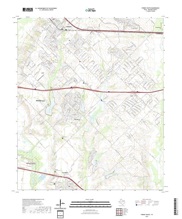 US Topo 7.5-minute map for Forney South TX