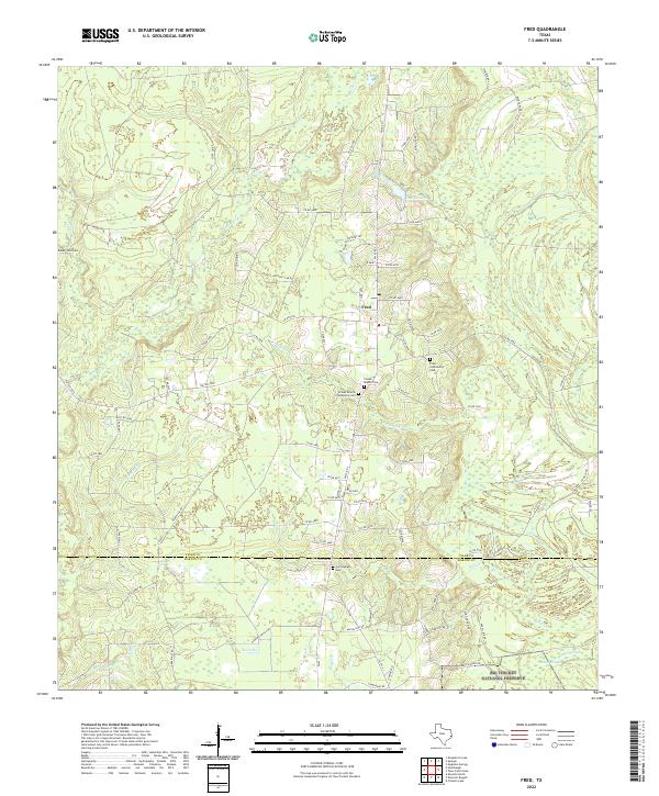 US Topo 7.5-minute map for Fred TX