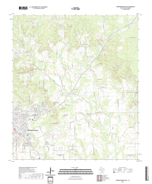 US Topo 7.5-minute map for Fredericksburg East TX
