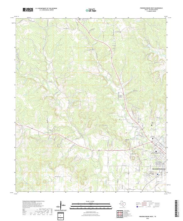 US Topo 7.5-minute map for Fredericksburg West TX