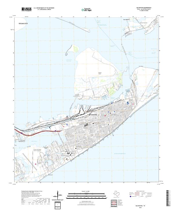 US Topo 7.5-minute map for Galveston TX