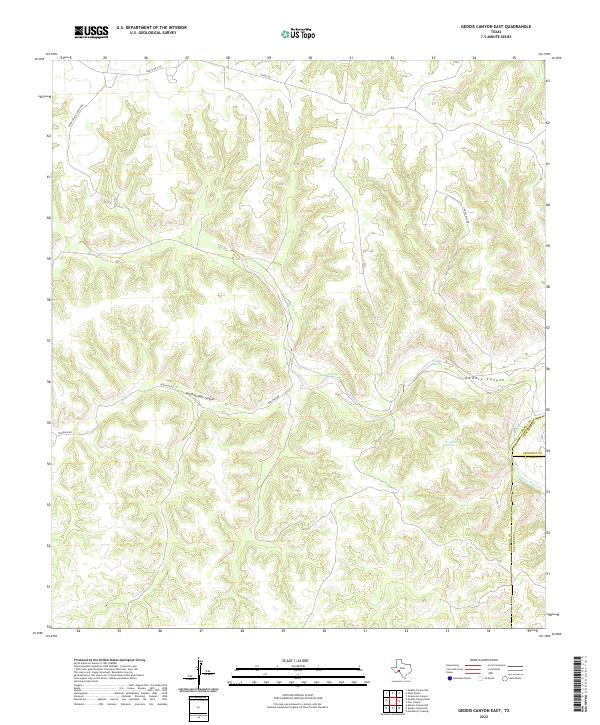 US Topo 7.5-minute map for Geddis Canyon East TX