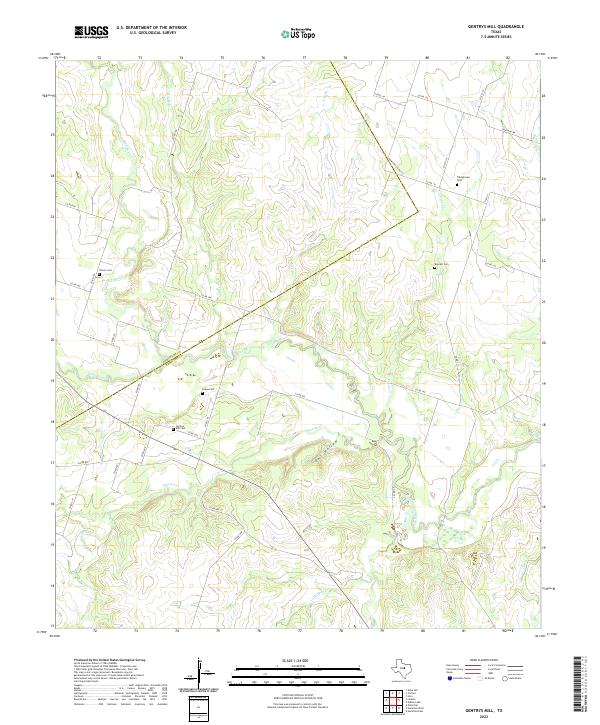 US Topo 7.5-minute map for Gentrys Mill TX