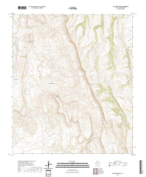 US Topo 7.5-minute map for Gettysburg Peak TX
