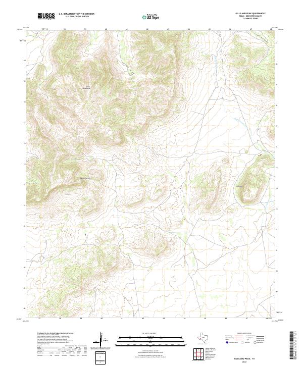 US Topo 7.5-minute map for Gilliland Peak TX