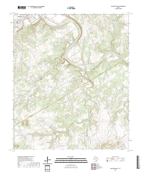 US Topo 7.5-minute map for Glen Rose East TX