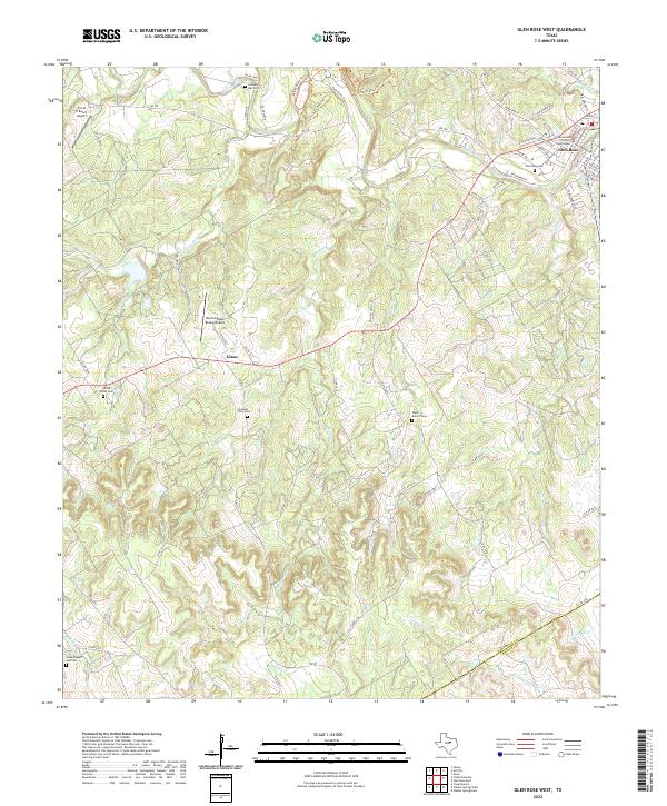 US Topo 7.5-minute map for Glen Rose West TX