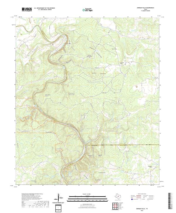 US Topo 7.5-minute map for Gorman Falls TX